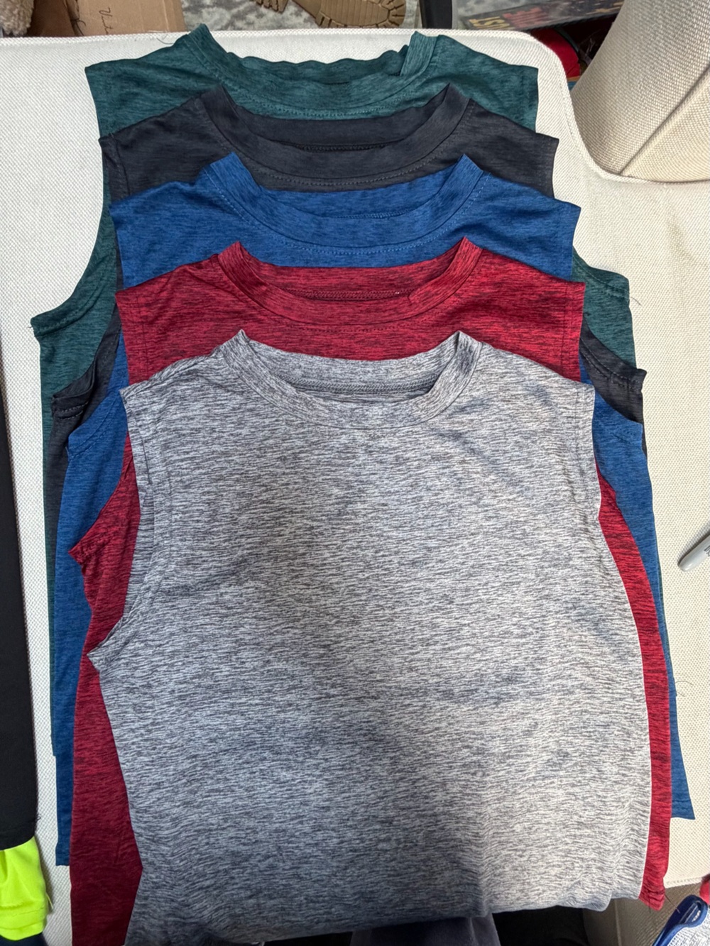 Heathered Tank Tops Bundle (x5) in Light Gray, Red, Blue, Green, Charcoal Gray